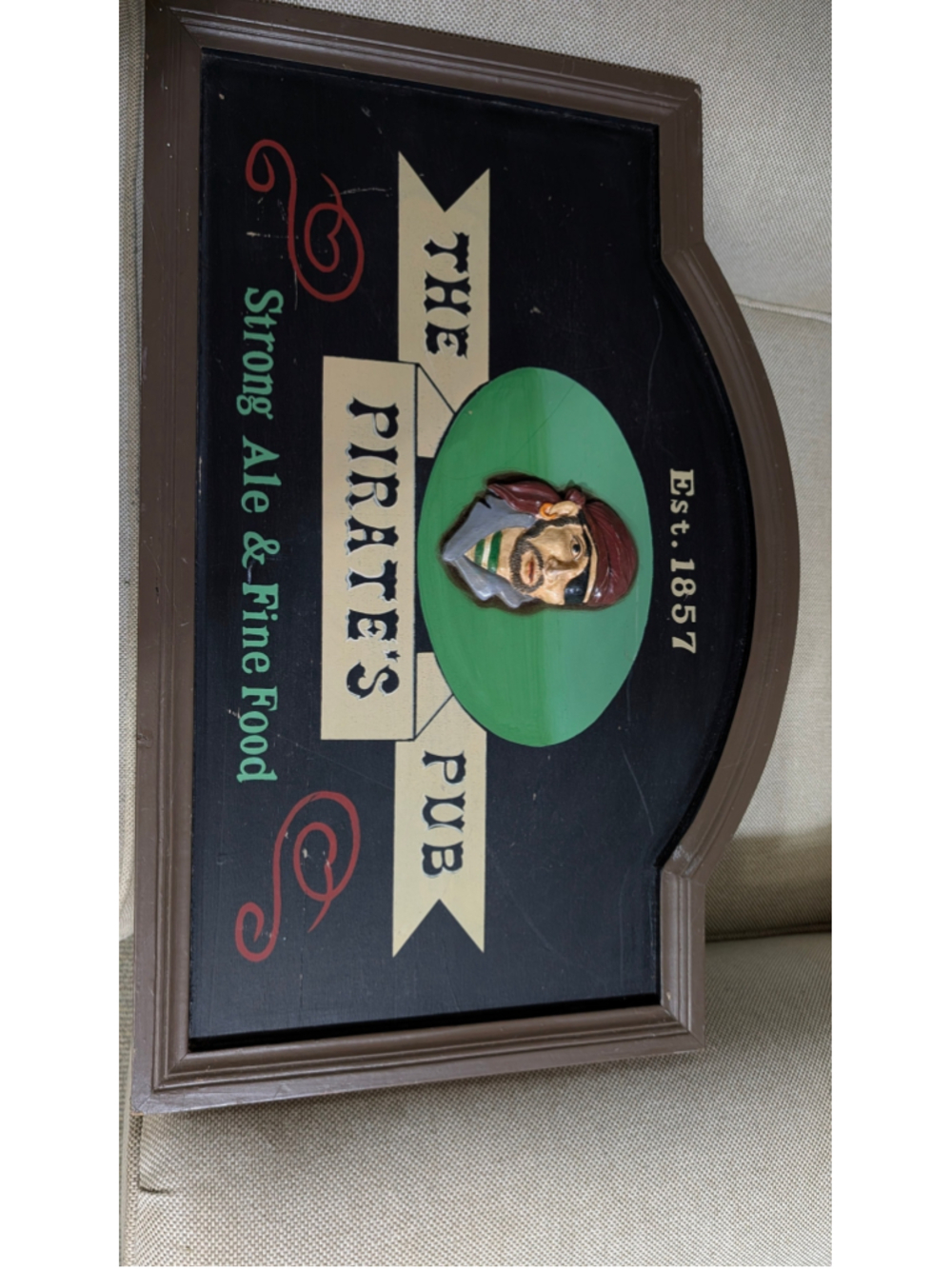 Unbranded Pirate's Pub Wall Decor Sign One Size Black and Beige 24 x 16 x 2 inch
